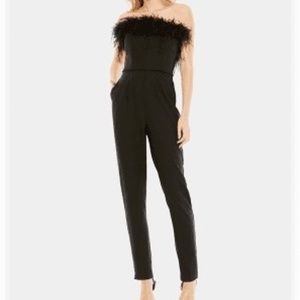 Feather Trim Strapless Jumpsuit IEENA FOR MAC DUGGAL Size 4